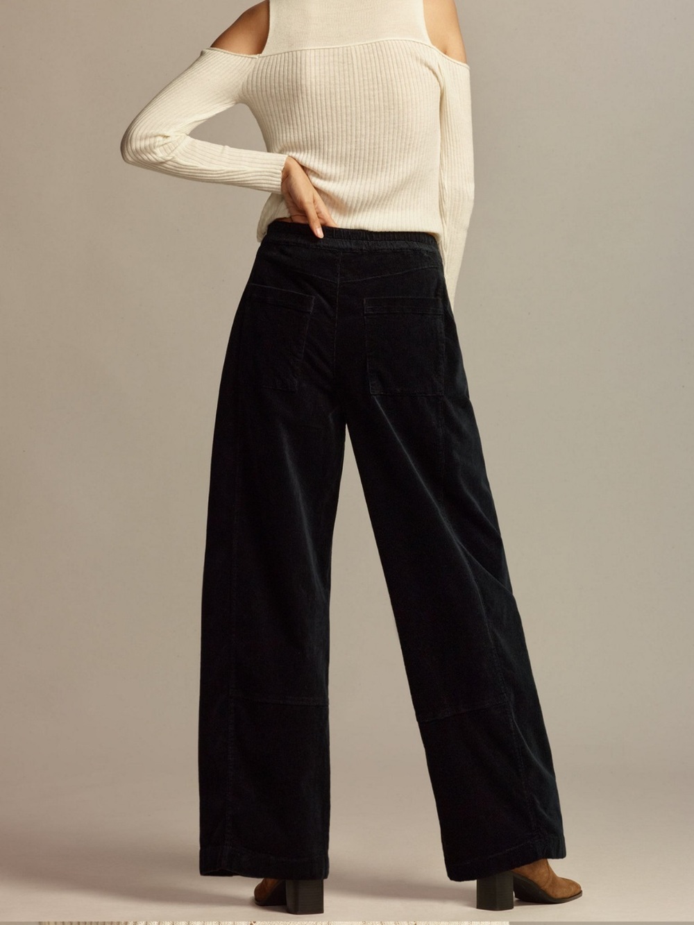 NWT PILCRO Izzie Relaxed Pull On Barrel Trousers Corduroy Navy High Waisted M - Picture 11 of 11